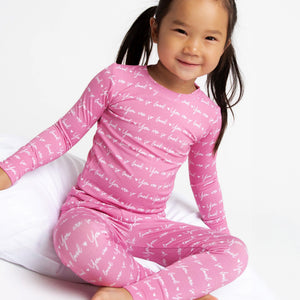 Baby Kids Bamboo Pajamas — You Are So Loved - Pink-a-Boo Long Sleeve Pajama Set — Image 1