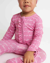 Baby Kids Bamboo Pajamas — You Are So Loved - Pink-a-Boo Ruffle Footie — Image 1