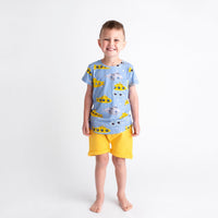 Baby Kids Bamboo Pajamas — Yellow Bumarine Toddler T-shirt & Shorts Set — Image 1