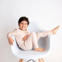 Baby Kids Bamboo Pajamas — Oatmeal Waffle Jogger Set — Image 1