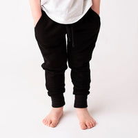 Baby Kids Bamboo Pajamas — Black Jogger Sweatpants — Image 1