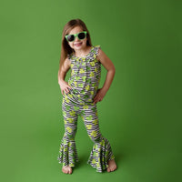 Baby Kids Bamboo Pajamas — Clover Stripe Top & Bell Bottoms Set — Image 1