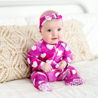 Baby Kids Bamboo Pajamas — Pink Crush Footie — Image 1