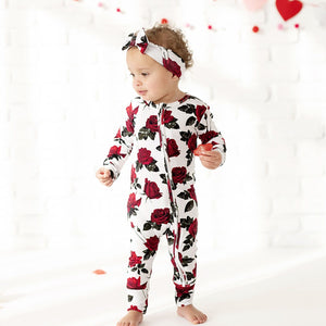 Baby Kids Bamboo Pajamas — The Final Rose Romper — Image 1