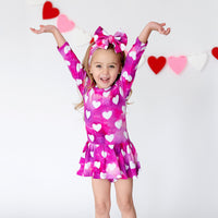 Baby Kids Bamboo Pajamas — Pink Crush Ruffle Dress — Image 1