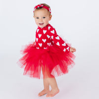 Baby Kids Bamboo Pajamas — Heart Beet Tulle Tutu Dress — Image 1