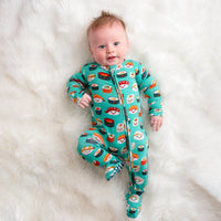 Baby Kids Bamboo Pajamas — Rice and Shine Footie — Image 1