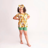 Baby Kids Bamboo Pajamas — Make Your Monarch Girls Top & Shorts Set — Image 1