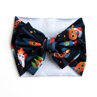 Baby Kids Bamboo Pajamas — Space Jammies Biggie Bow — Image 1