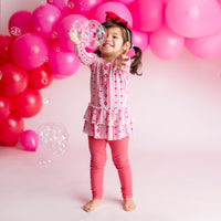 Baby Kids Bamboo Pajamas — Heart to Heart Top & Tights — Image 1