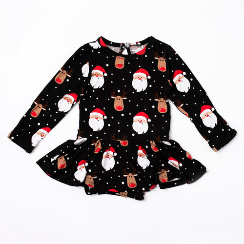 Baby Kids Bamboo Pajamas — Snow Ho Ho Ruffle Dress — Image 13