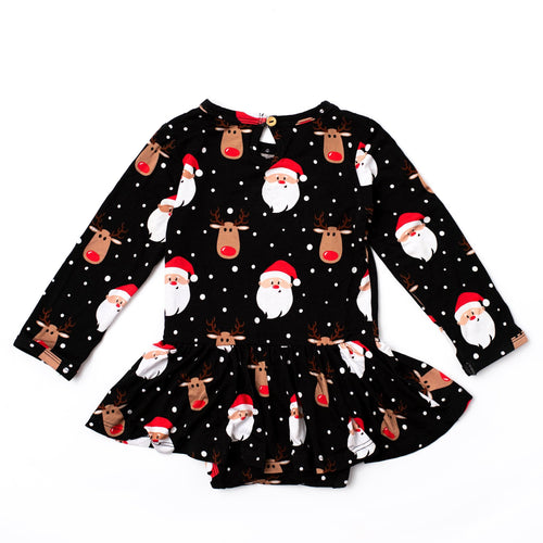 Baby Kids Bamboo Pajamas — Snow Ho Ho Ruffle Dress — Image 18
