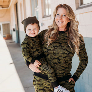 Baby Kids Bamboo Pajamas — Camo Mama Crew Neck Sweatshirt — Image 1