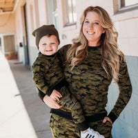 Baby Kids Bamboo Pajamas — Camo Mama Crew Neck Sweatshirt — Image 1
