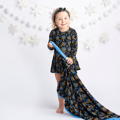 Baby Kids Bamboo Pajamas — Gimme Menorah That Ruffle Dress — Image 7