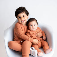 Baby Kids Bamboo Pajamas — Brick Waffle Jogger Set — Image 1