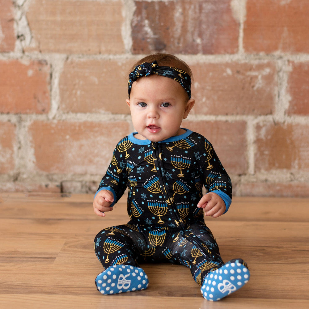 Baby Kids Bamboo Pajamas — Gimme Menorah That Footie — Image 1