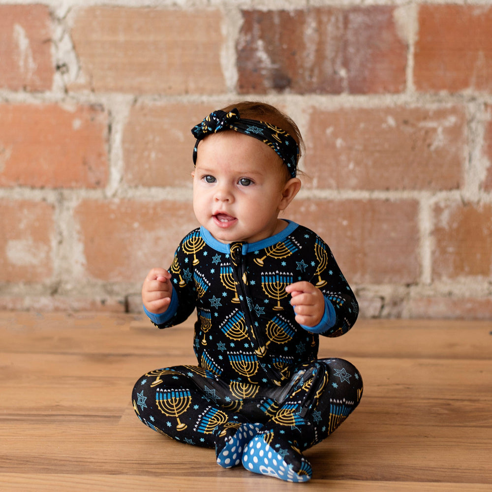 Baby Kids Bamboo Pajamas — Gimme Menorah That Footie — Image 3