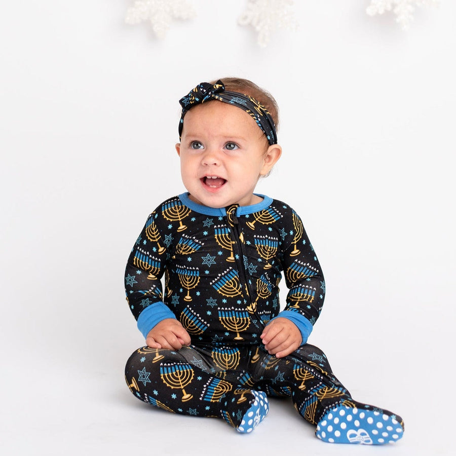 Baby Kids Bamboo Pajamas — Gimme Menorah That Footie — Image 4