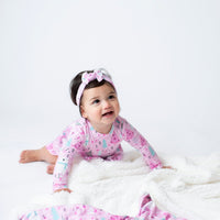 Baby Kids Bamboo Pajamas — Sugar Plum Beary Headwrap — Image 1