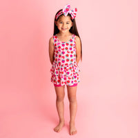 Baby Kids Bamboo Pajamas — Berry In Love Girls Top & Shorts Set — Image 1
