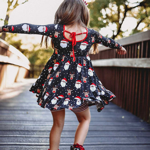 Baby Kids Bamboo Pajamas — Snow Ho Ho Girls Dress and Shorts Set — Image 6