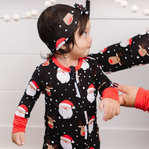 Baby Kids Bamboo Pajamas — Snow Ho Ho Footie — Image 10