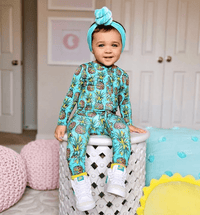 Baby Kids Bamboo Pajamas — Feelin' Pine Romper - Zipper Long Sleeves — Image 1