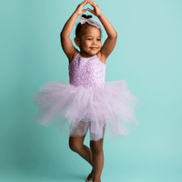 Baby Kids Bamboo Pajamas — French Lavender Sequin Tutu Dress — Image 1