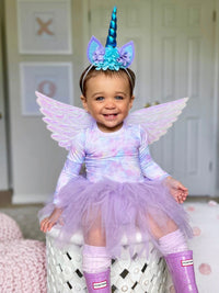 Baby Kids Bamboo Pajamas — Pastel Watercolor Tulle Tutu Dress - Long Sleeves — Image 1