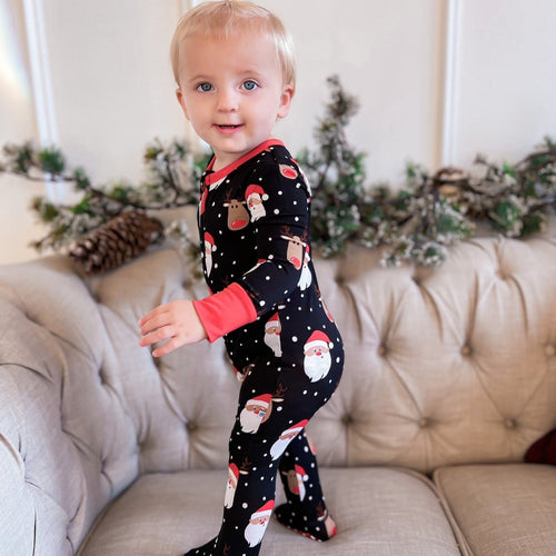 Baby Kids Bamboo Pajamas — Snow Ho Ho Footie — Image 19