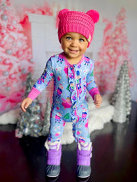 Baby Kids Bamboo Pajamas — Nutty or Nice Ruffle Footie — Image 1