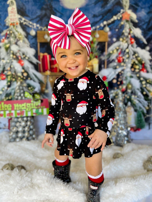 Baby Kids Bamboo Pajamas — Snow Ho Ho Ruffle Dress — Image 14