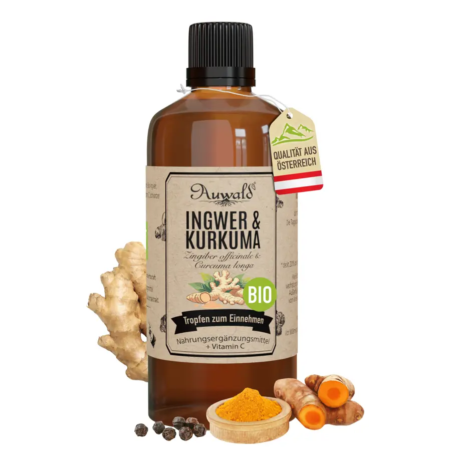 Ingwer & Kurkuma Tropfen BIO 100ml (Tinktur, Essenz, Auszug, Extrakt)